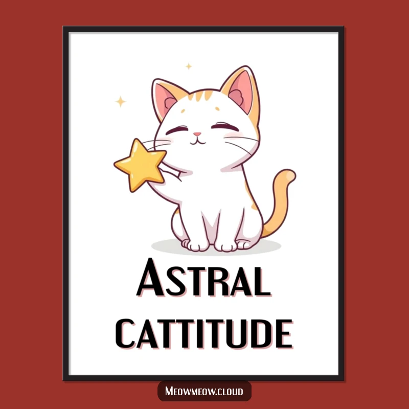Funny Cat Poking Star Poster: Adorn Your Walls with Celestial Comedy Art
