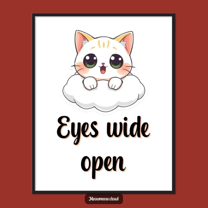 Funny Surprised Cat Cloud Poster: Shocking Wall Art, Delightful Funny Gift!