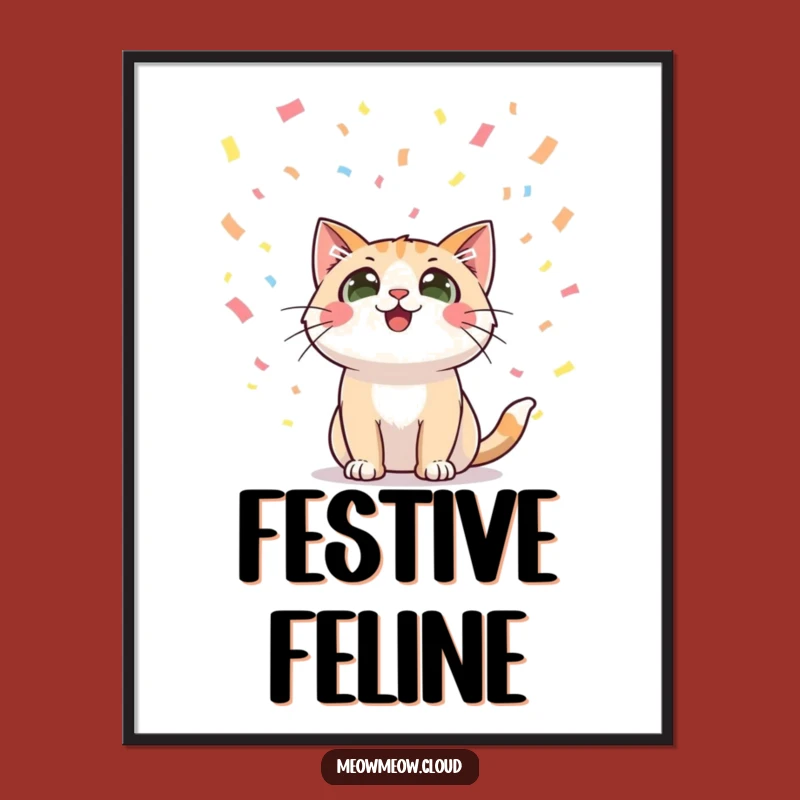 Funny Cat Confetti Poster: Joyful Wall Art for Celebrations