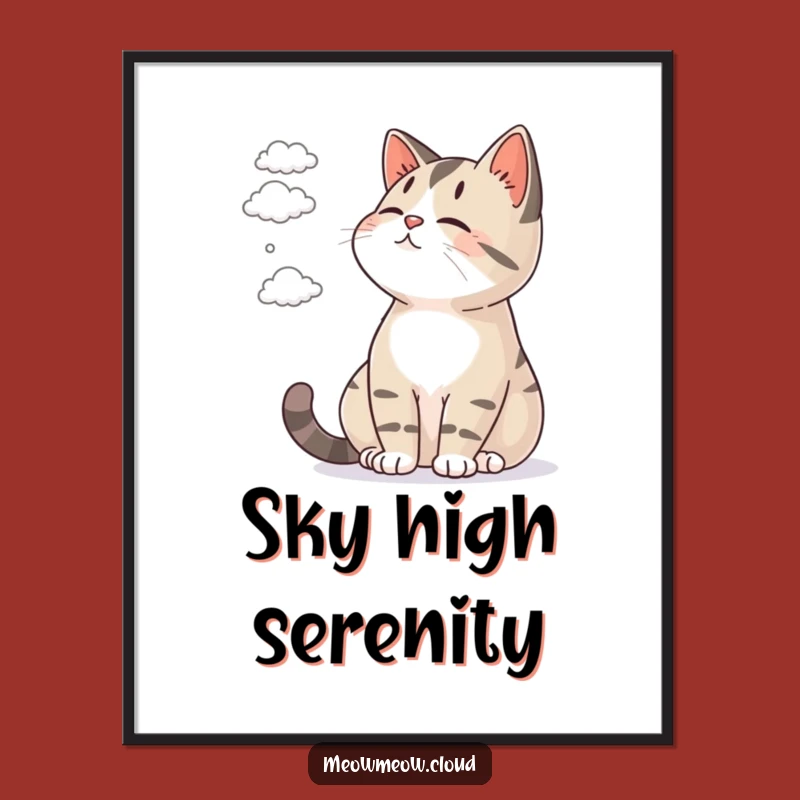 Funny Cat Cloud Watching Poster: Bring Peaceful Feline Vibes Home