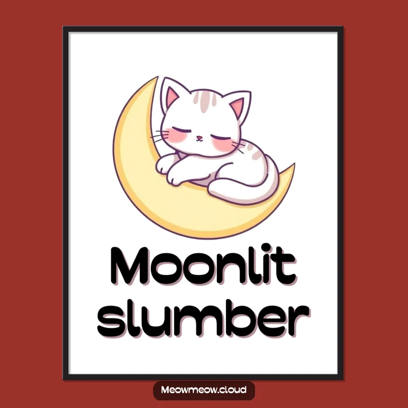 Funny Cat Moon Nap Poster: Dreamy Wall Art for Peaceful Homes