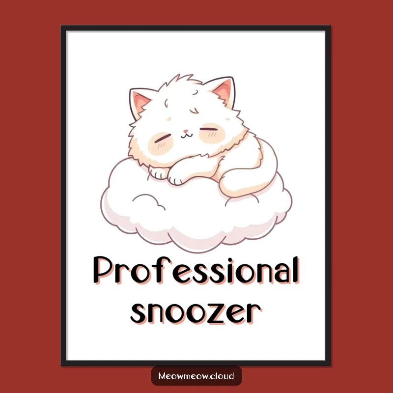 Funny Napping Cat Cloud Poster: Hilarious Wall Art for Dreamy Spaces