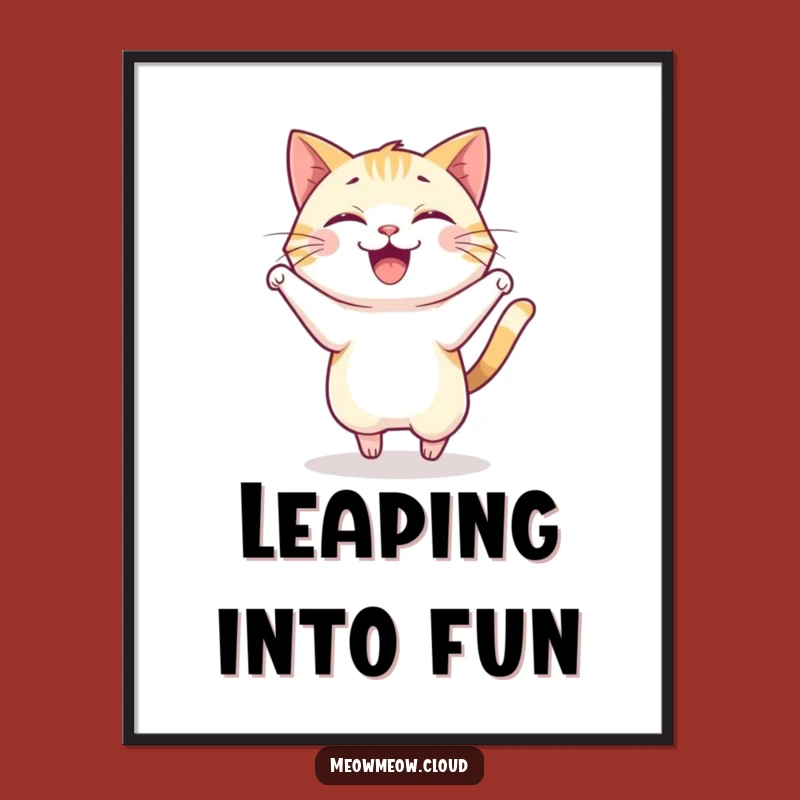 Funny Cat Pounce Poster: Decorate with Dynamic Feline Fun