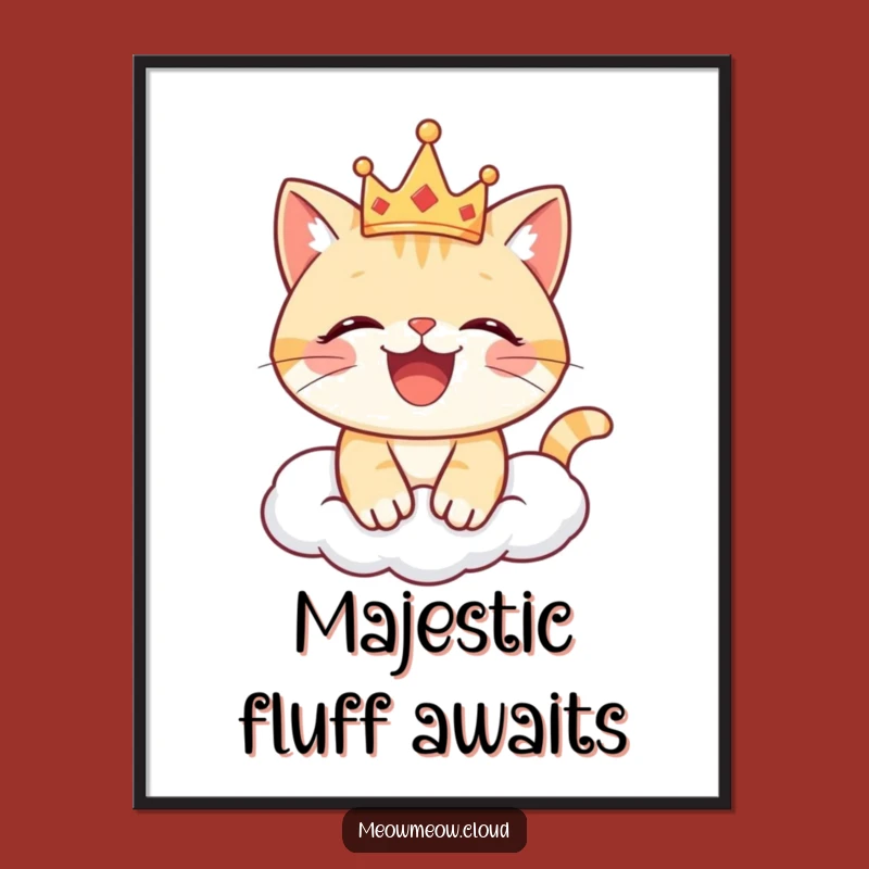 Funny Joyful Cat Crown Poster: Regal Wall Art, Delightful Funny Gift!