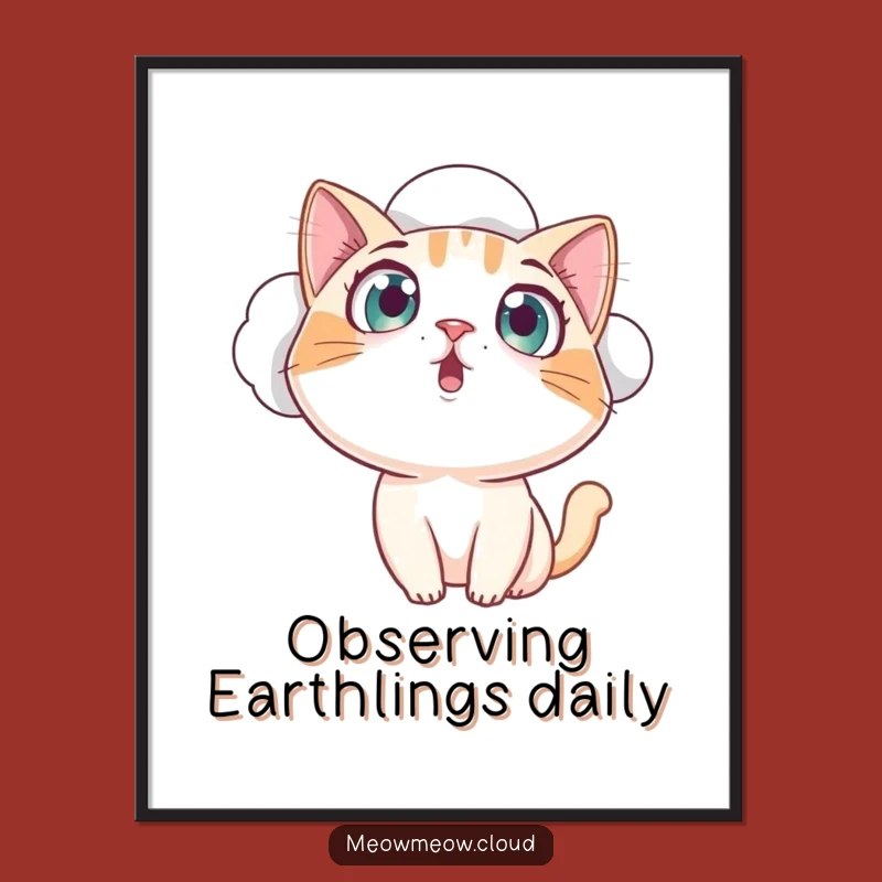 Funny Curious Cat Poster: Amazing Cloud Artwork, Hilarious Wall Decor for Cat Lovers