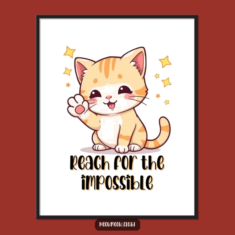 Funny Playful Cat Stars Poster: Hilarious Wall Art for Dreamy Spaces