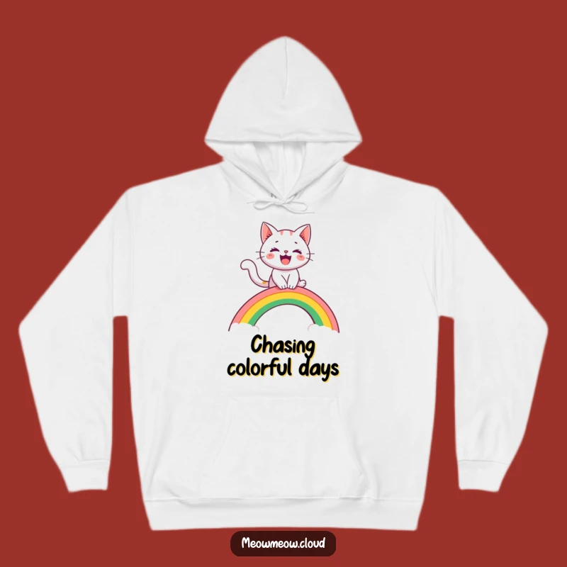 Cozy Funny Cat Rainbow Slide Hoodie: Warm & Whimsical Comfort Gift