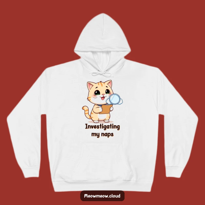 Funny Cat Inspector Hoodie: Cozy, cloud-inspecting feline hoodie, perfect funny gift.
