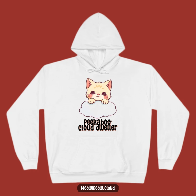 Funny Cat Peeking Cloud Hoodie - Cozy and Hilarious Gift for Cloud Gazers!