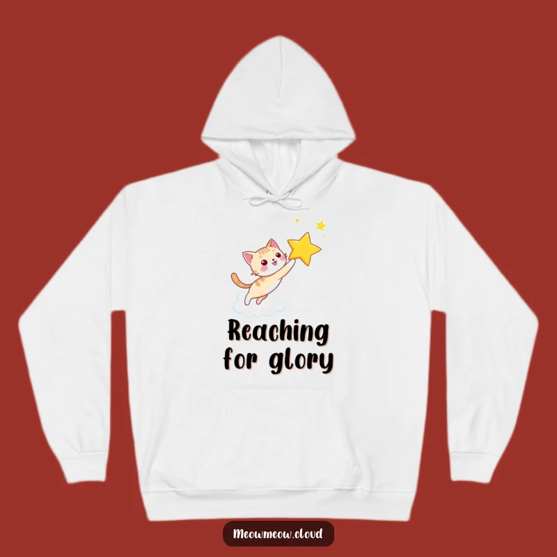Funny Star Chasing Cat Hoodie: Happy Kitty Gift for Ambitious Comfort