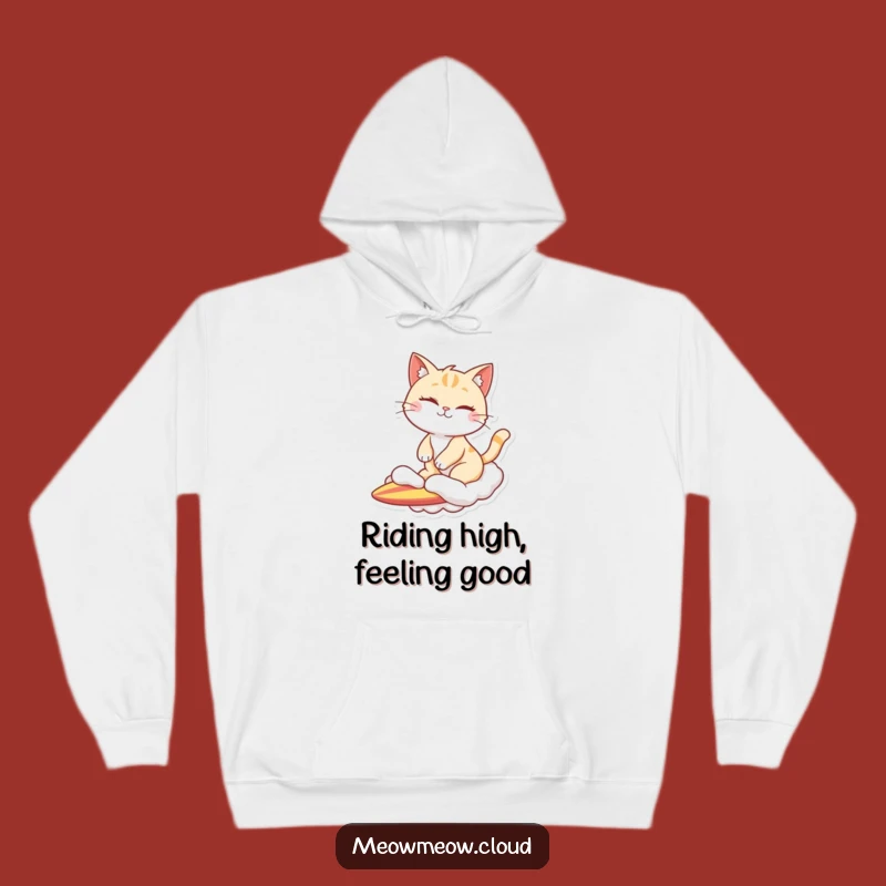 Cozy Funny Winking Cat Cloud Surfer Hoodie: Stay Cool and Comfy