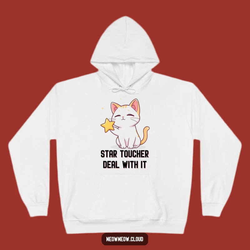 Funny Cat Poking Star Hoodie: Cozy Cosmic Humor for Chilly Nights and Laughs