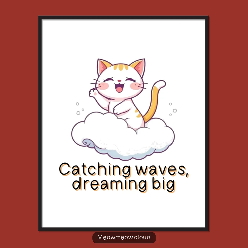 Free Printable Wall Art: Joyful Cat Cloud Surfer, Dreamy Downloadable Decor!