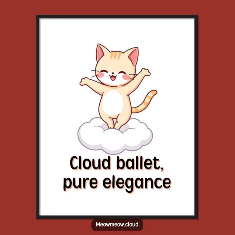 Free Printable Wall Art: Happy Cat Ballet Pirouette Design, Downloadable & Elegant Decor