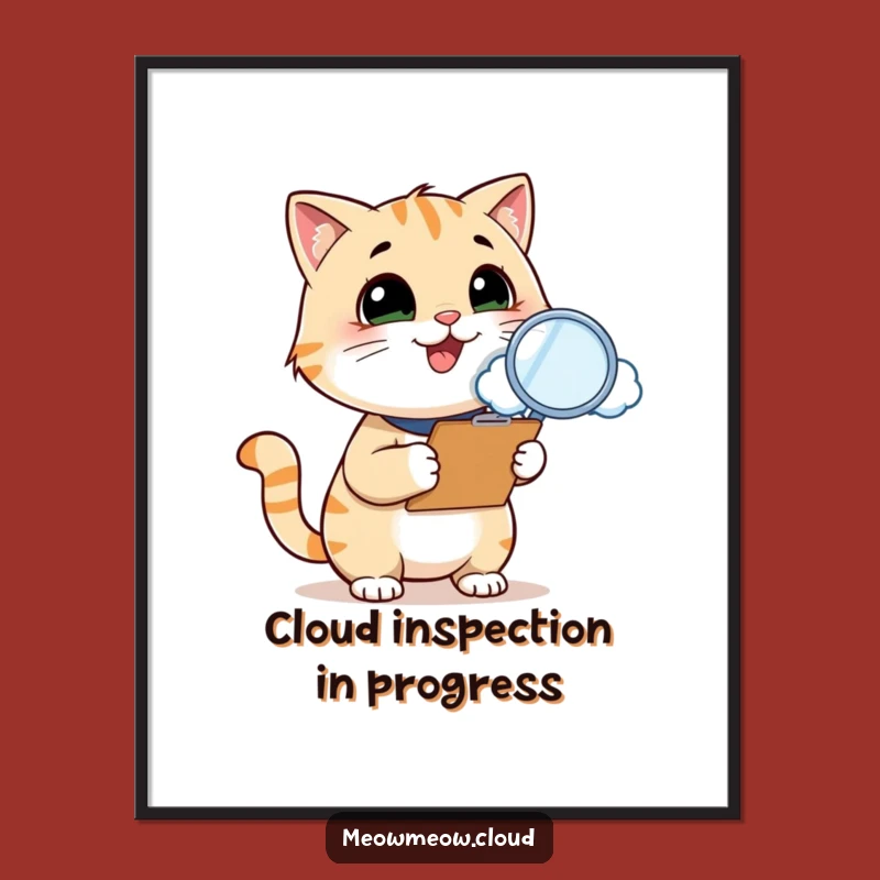 Funny Free Printable Wall Art: Curious Cat Cloud Art - Downloadable Art Gift