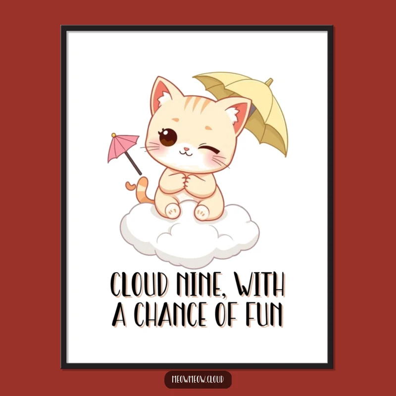 Free Printable Wall Art: Winking Cat Cloud Dweller Downloadable Art