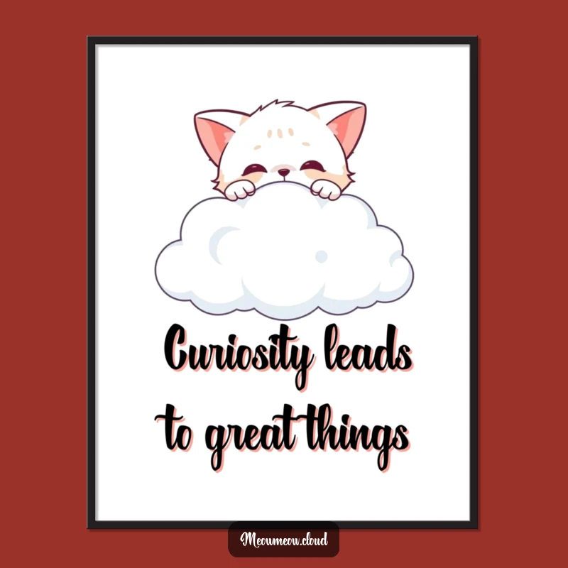 Free Printable Cat Cloud Peeking Wall Art: Funny Whimsical Humor Downloadable Decor