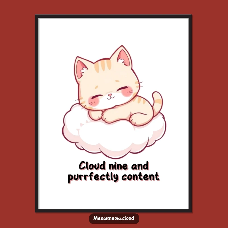 Free Printable Wall Art: Cute Cloud Cat Purr - Cozy Downloadable Decor!