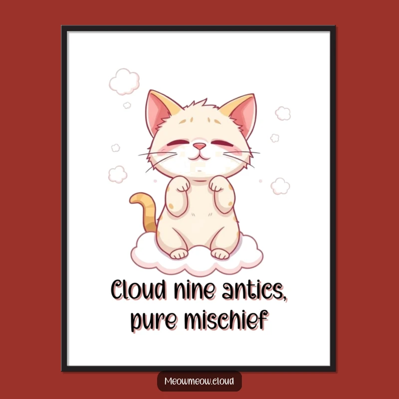 Free Printable Wall Art: Funny Cloud Cat Mischief Downloadable Decor