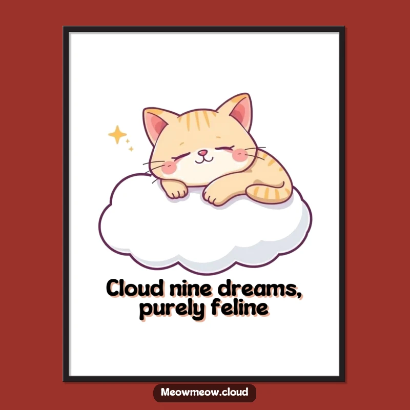 Free Printable Wall Art: Funny Cloud Cat Nap Downloadable Decor