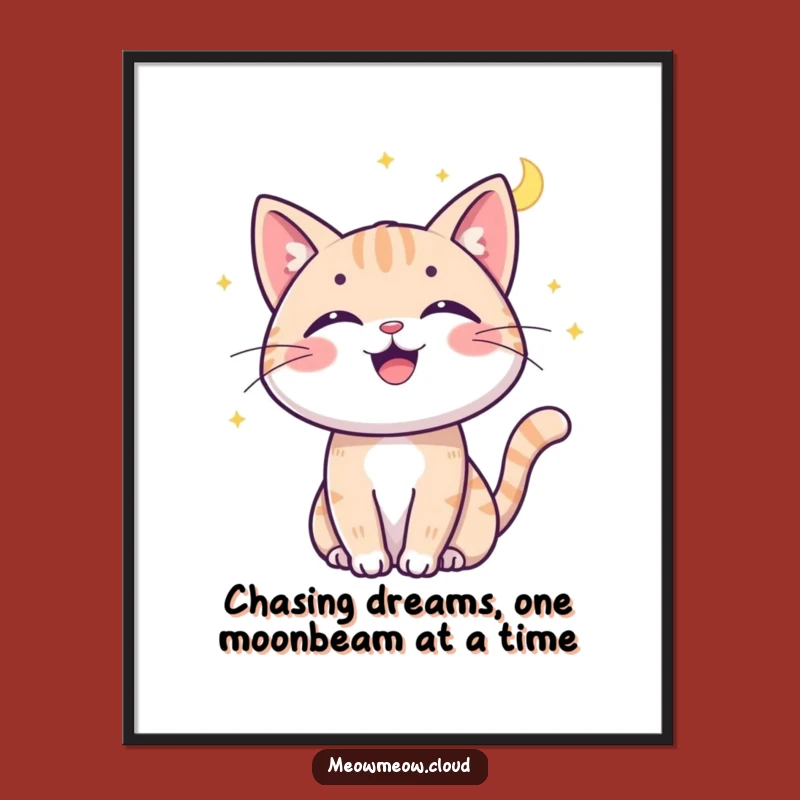 Free Printable Wall Art: Funny Moonbeam Cat Playful Downloadable Decor
