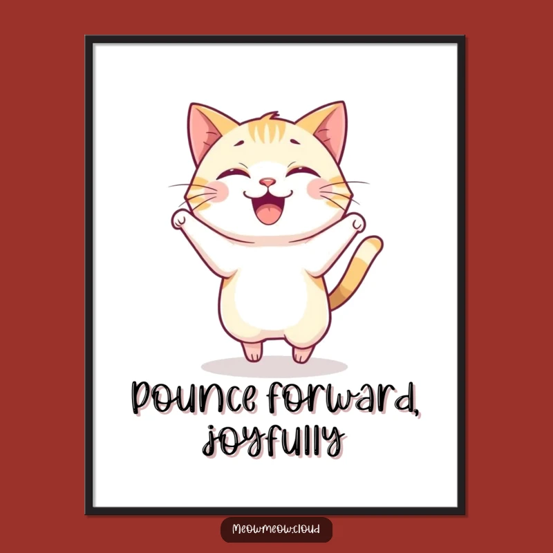 Free Printable Wall Art: Joyful Cat Pounce, Dynamic Downloadable Decor