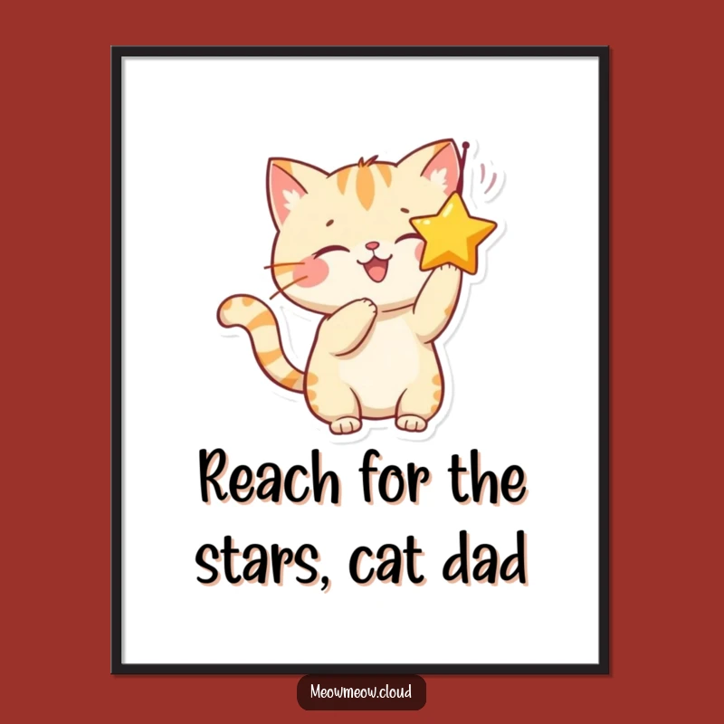 Free Printable Wall Art: Smiling Cat Star Play, Funny Downloadable Home Decor