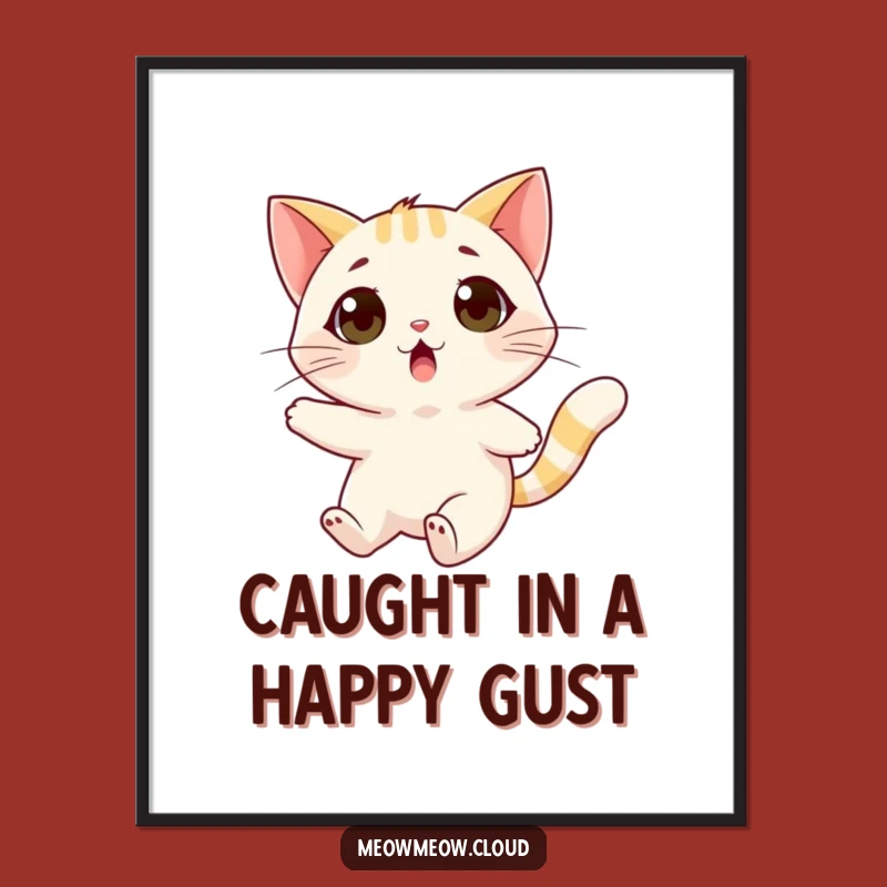 Free Printable Wall Art: Surprised Cat Wind Gust Design, Downloadable & Funny Decor