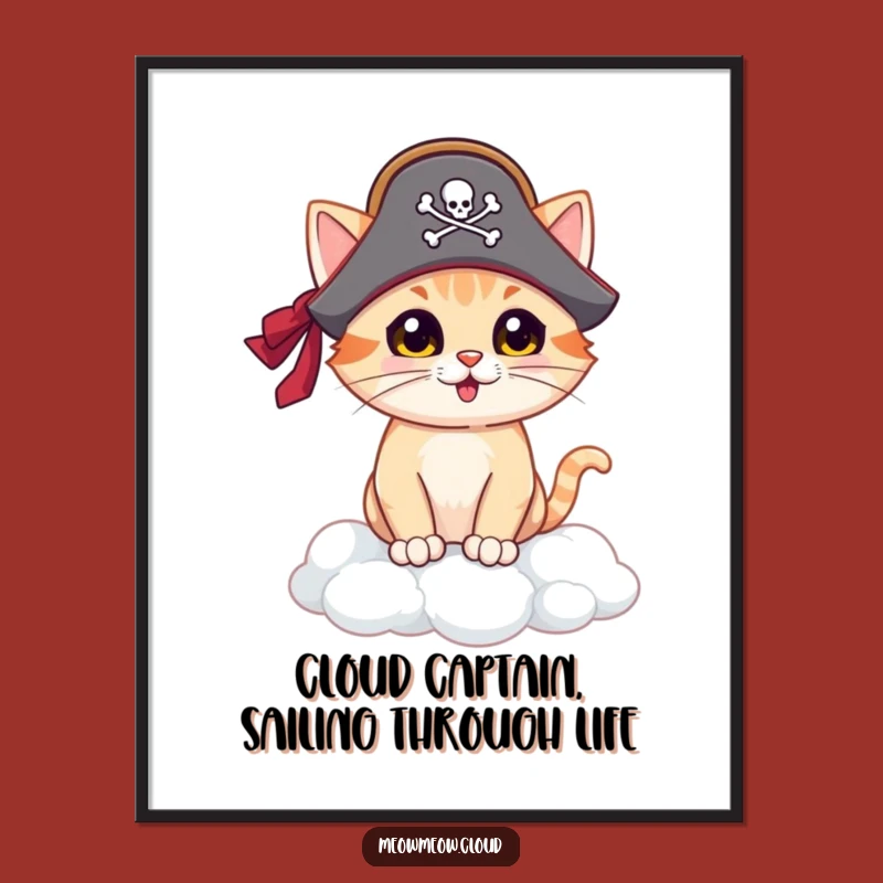 Funny Free Printable Pirate Cat Wall Art - Hilarious Cloud Island Downloadable Art