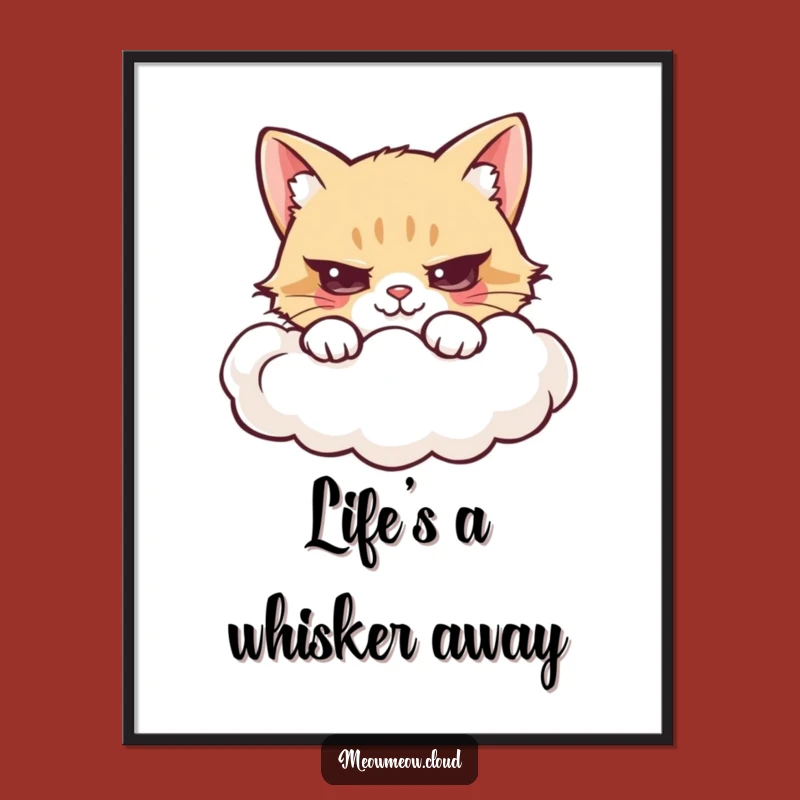 Free Printable Wall Art: Mischief Cat Cloud Hide, Quirky Downloadable Decor!