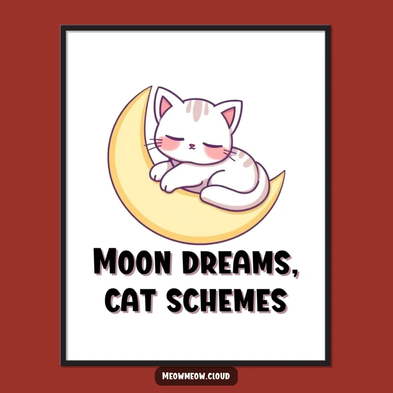 Free Printable Wall Art: Cat Moon Nap, Dreamy Downloadable Decor