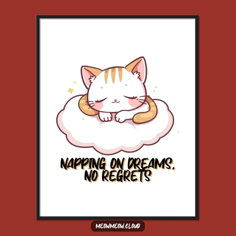 Free Printable Wall Art: Sleeping Cloud Cat - Peaceful Downloadable Decor!