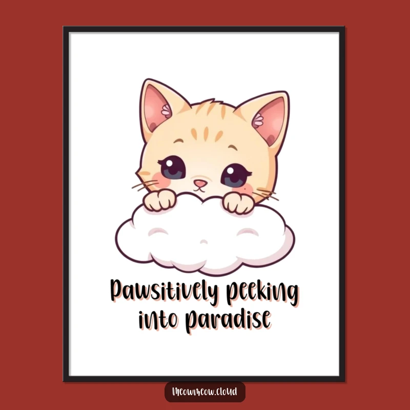 Funny Free Printable Wall Art: Curious Cat Cloud, Quirky Downloadable Art Gift