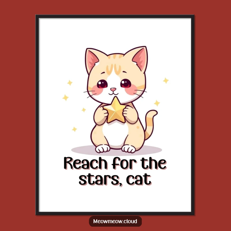 Free Printable Wall Art: Cute Cat Star Play Funny Downloadable Art for Kids Rooms