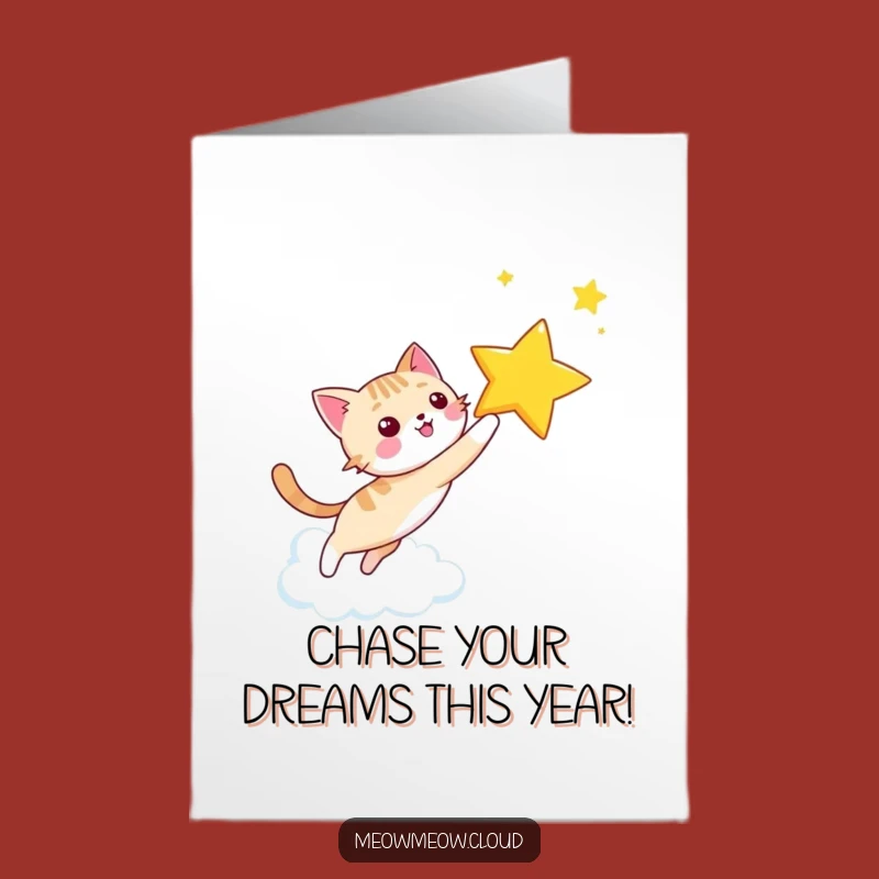 Free Printable Birthday Card: Star Chasing Cat - Joyful Downloadable Gift!