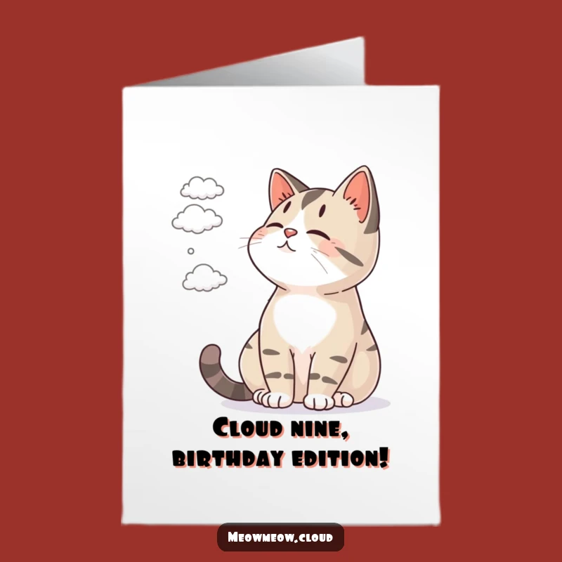 Free Printable Birthday Card: Content Cat Watching Clouds, Relaxing Downloadable Gift