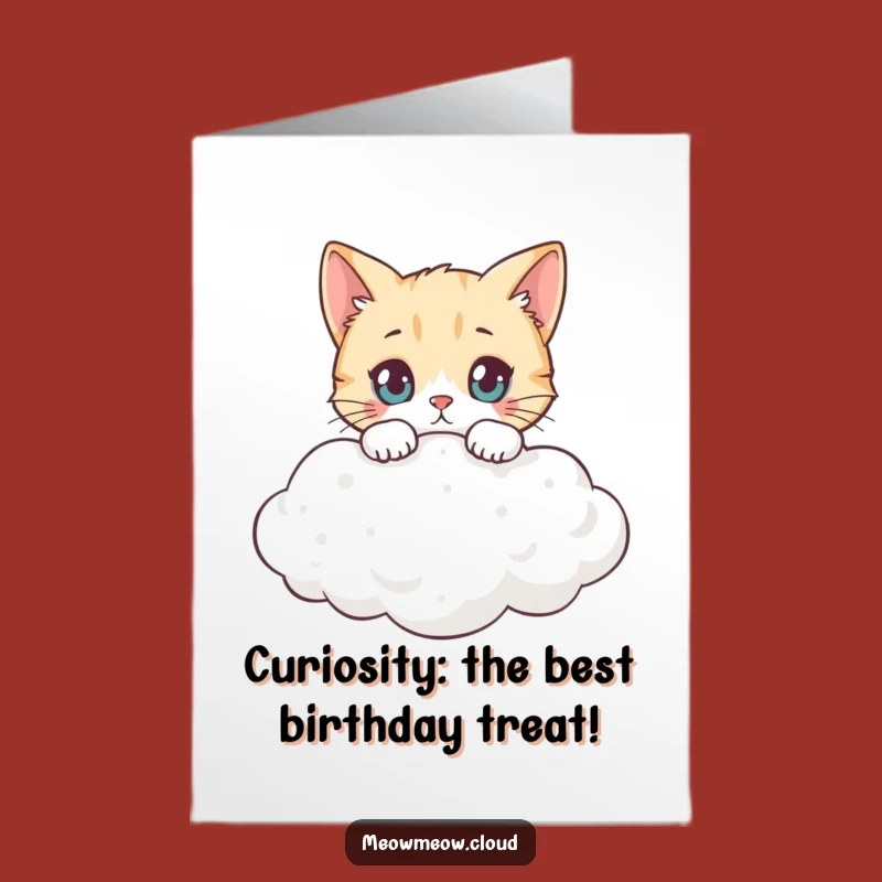 Free Printable Birthday Card: Curious Cat Peek, Funny DIY Gift Downloadable