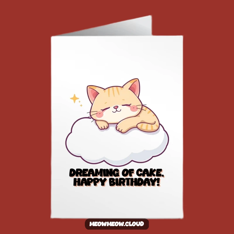 Free Printable Birthday Card: Cloud Cat Nap Funny Downloadable Gift
