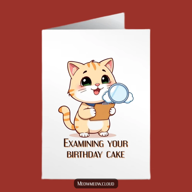 Free Printable Funny Birthday Card: Cat Inspecting Cloud - Downloadable Gift
