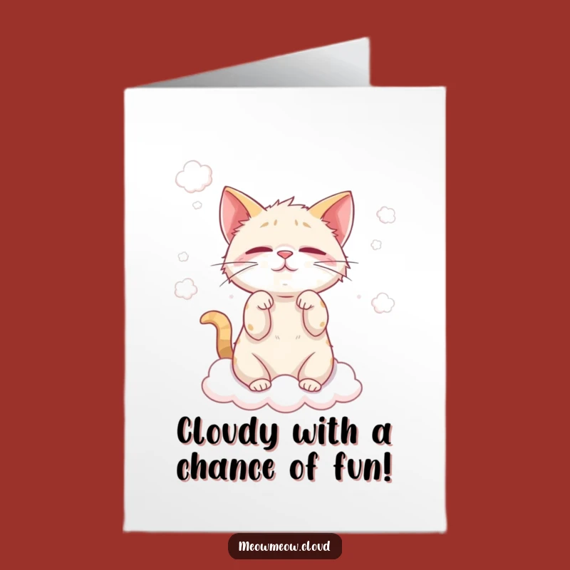 Free Printable Birthday Card: Cloud Cat Mischief Funny Downloadable Gift