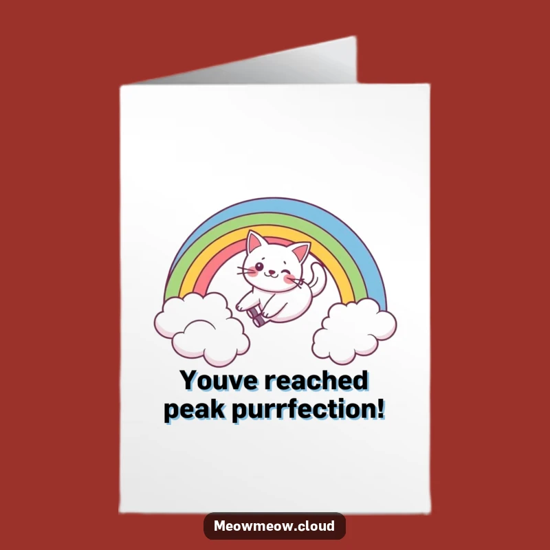 Free Printable Birthday Card: Funny Cat Rainbow Slide - Hilarious Downloadable Gift