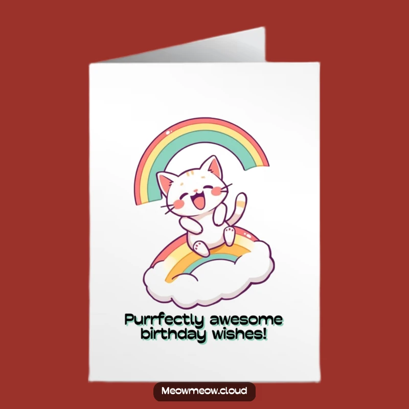 Free Printable Birthday Card: Funny Cat Rainbow Slidin, Hilarious Downloadable Gift!