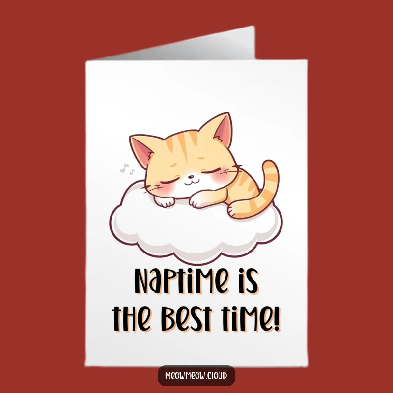 Free Printable Birthday Card: Sleeping Cat Cloud - Cozy Funny Downloadable Gift