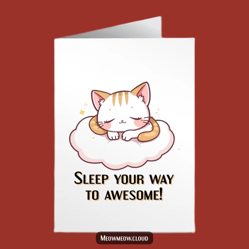 Free Printable Birthday Card: Sleeping Cloud Cat - Cozy Downloadable Gift!