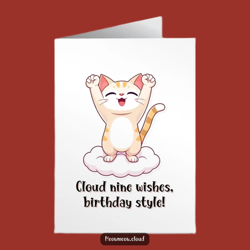 Free Printable Triumphant Cat Birthday Card - Hilarious Cat Cloud Downloadable Gift