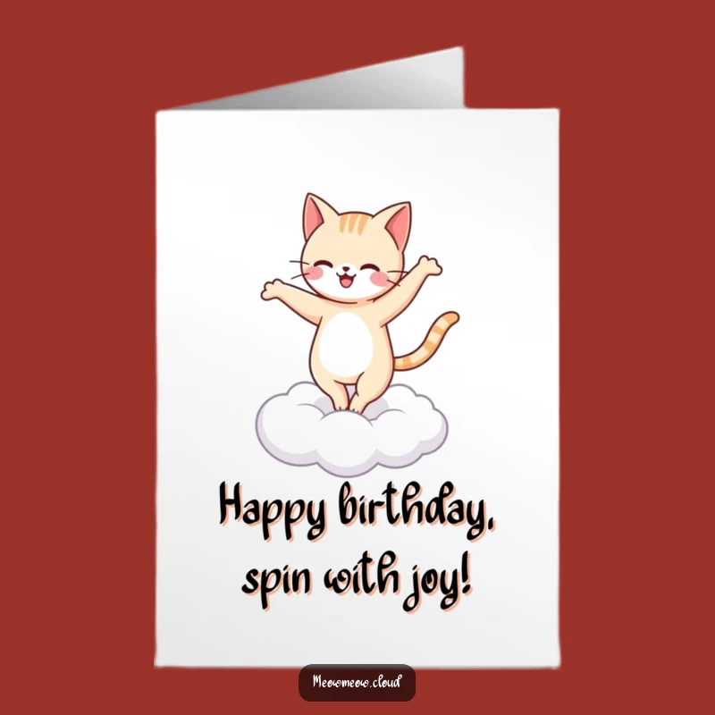Free Printable Birthday Card: Ballerina Cat Pirouette, Downloadable & Joyful Gift