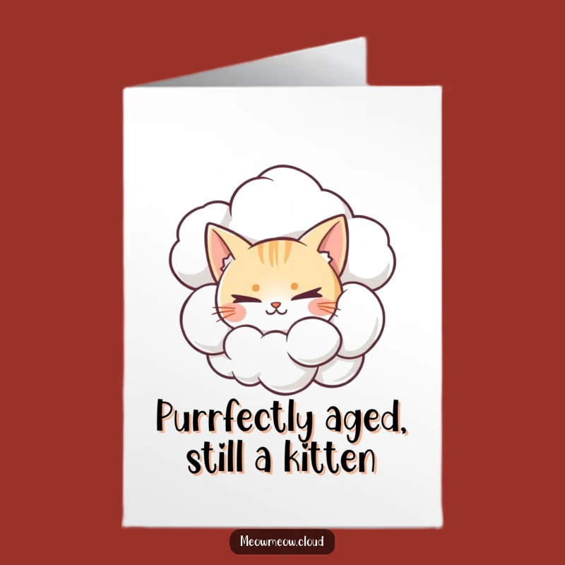 Free Printable Birthday Card: Mischievous Cat Behind Cloud, Funny Downloadable Gift