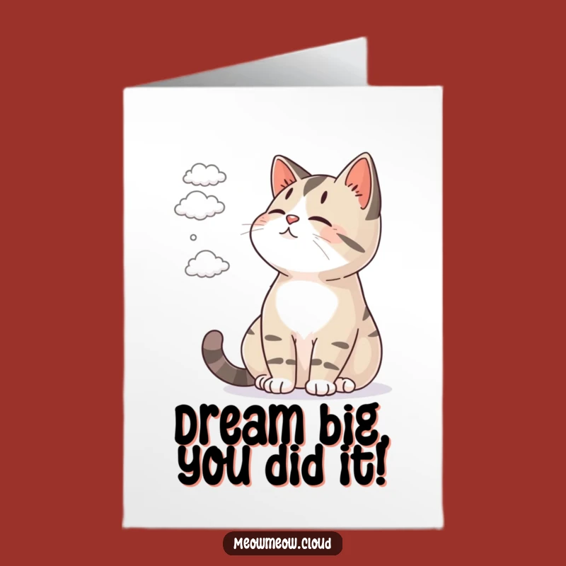Free Printable Congrats Card: Cat and Clouds, Serene Downloadable Celebration