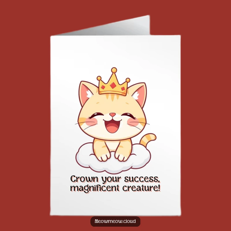 Free Printable Congrats Card: Crowned Cat Celebration, Downloadable Achievement Gift