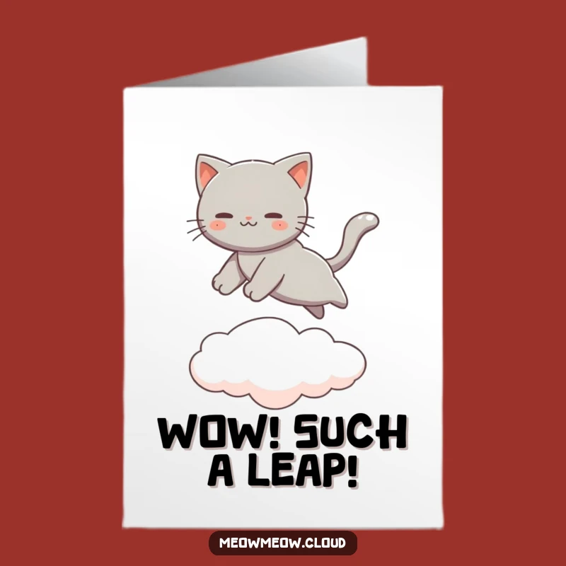 Free Printable Congrats Card: Leaping Cat Lands Your Success